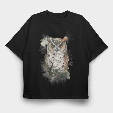 Owl Forest Silhouette, Tricou Oversize Barbati (Unisex)