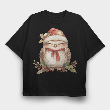 Owl Santa Hat, Tricou Oversize Barbati (Unisex)