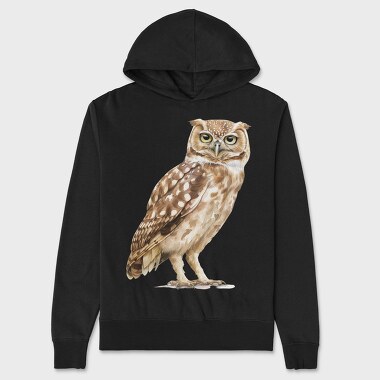 Owl Watercolor Clipart, Hanorac Oversize Barbati (Unisex)