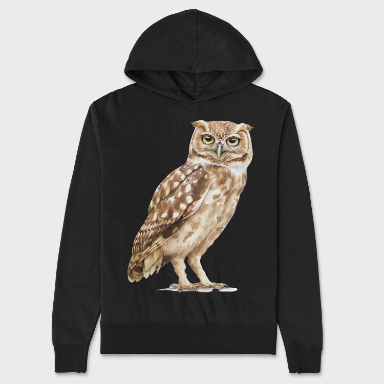 Owl Watercolor Clipart, Hanorac Oversize Barbati (Unisex)