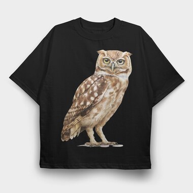Owl Watercolor Clipart, Tricou Oversize Barbati (Unisex)
