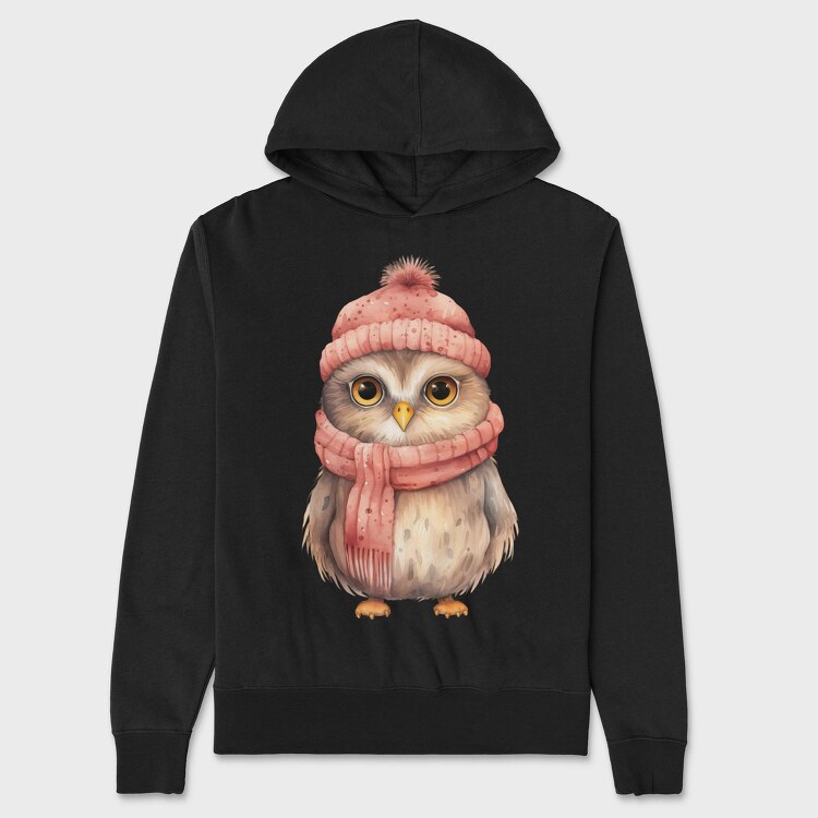 Owl Winter Hat Scarf, Hanorac Oversize Barbati (Unisex)