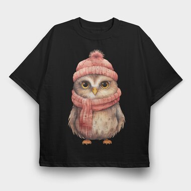Owl Winter Hat Scarf, Tricou Oversize Barbati (Unisex)