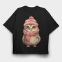 Owl Winter Hat Scarf, Tricou Oversize Barbati (Unisex)