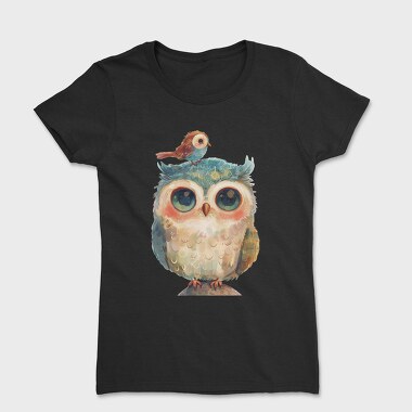 Owl With Bird Friendship, Tricou Femei
