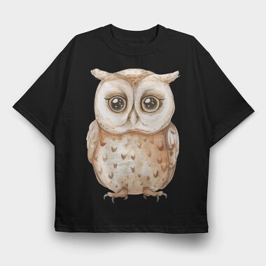 Owl Woodland Clipart, Tricou Oversize Barbati (Unisex)