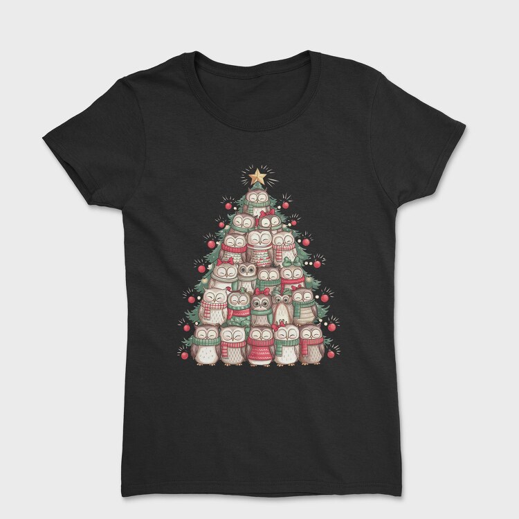 Owls Christmas Tree, Tricou Femei