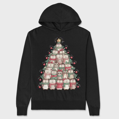 Owls Christmas Tree, Hanorac Oversize Barbati (Unisex)
