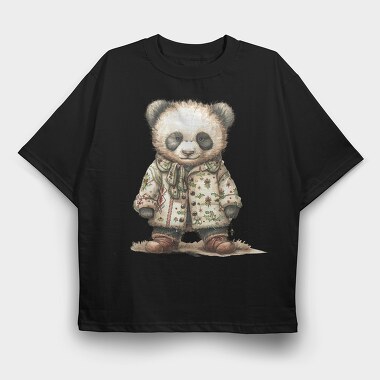 Panda Christmas Coat, Tricou Oversize Barbati (Unisex)