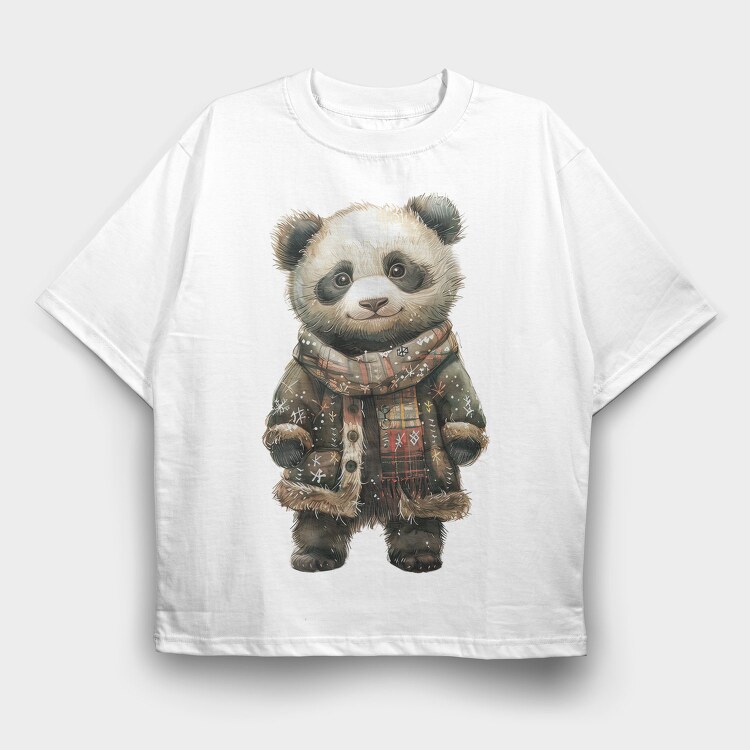 Panda Christmas Jacket, Tricou Oversize Barbati (Unisex)
