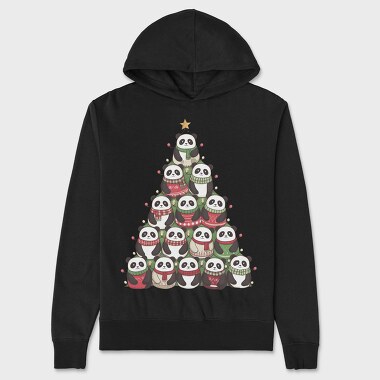 Panda Christmas Tree, Hanorac Oversize Barbati (Unisex)