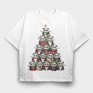 Panda Christmas Tree, Tricou Oversize Barbati (Unisex)