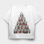 Panda Christmas Tree, Tricou Oversize Barbati (Unisex)
