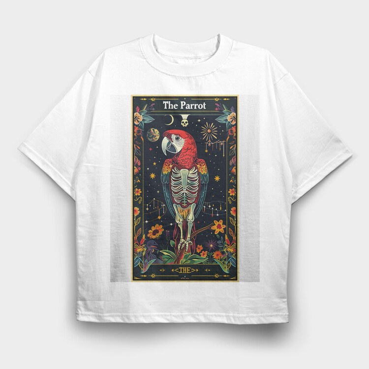 Parrot Skeleton Tarot, Tricou Oversize Barbati (Unisex)