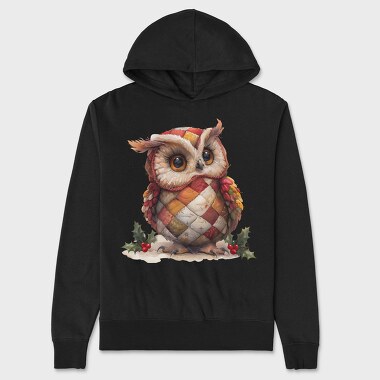 Patchwork Festive Owl, Hanorac Oversize Barbati (Unisex)