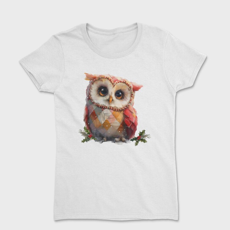 Patchwork Holiday Owl, Tricou Femei