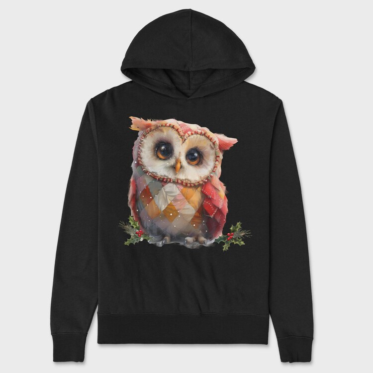 Patchwork Holiday Owl, Hanorac Oversize Barbati (Unisex)
