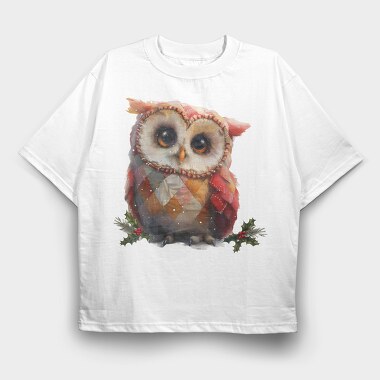 Patchwork Holiday Owl, Tricou Oversize Barbati (Unisex)