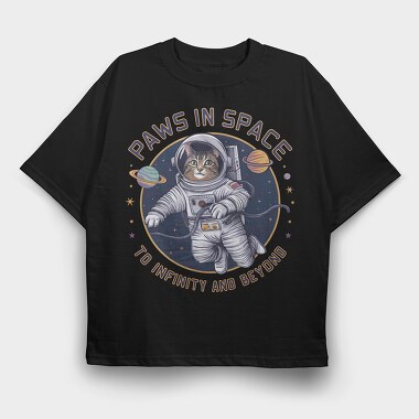 Paws In Space, Tricou Oversize Barbati (Unisex)
