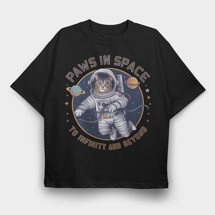 Paws In Space, Tricou Oversize Barbati (Unisex)