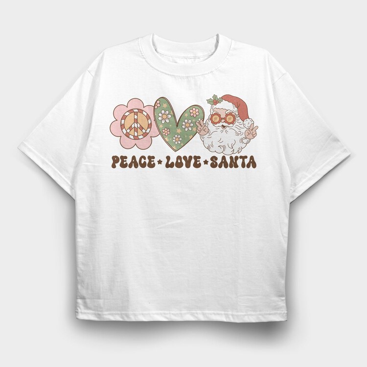 Peace Love Santa, Tricou Oversize Barbati (Unisex)
