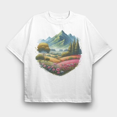 Peace Mountain Flora, Tricou Oversize Barbati (Unisex)