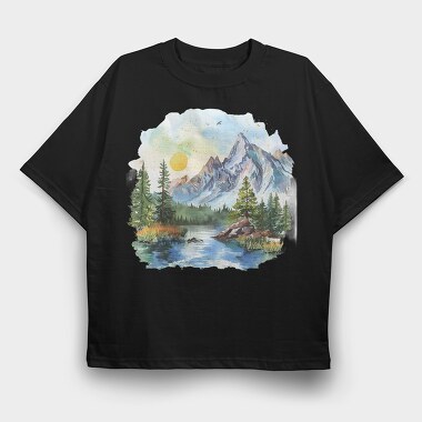Peace Mountain Serenity, Tricou Oversize Barbati (Unisex)