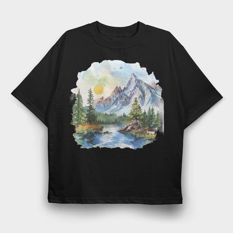 Peace Mountain Serenity, Tricou Oversize Barbati (Unisex)