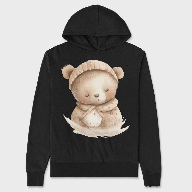 Peaceful Sleeping Bear Clips, Hanorac Oversize Barbati (Unisex)