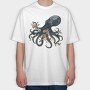 Octopus Bloom, Tricou Oversize Barbati (Unisex)