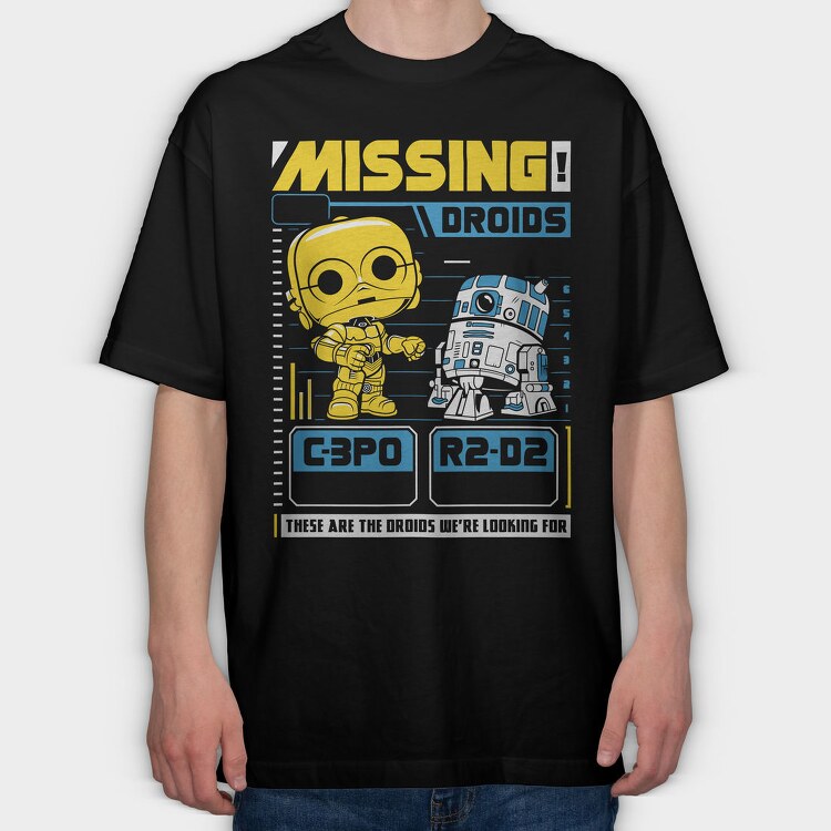 Missing Droids C3Po R2D2, Tricou Oversize Barbati (Unisex)