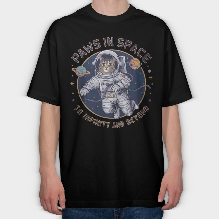Paws In Space, Tricou Oversize Barbati (Unisex)