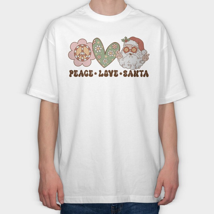 Peace Love Santa, Tricou Oversize Barbati (Unisex)