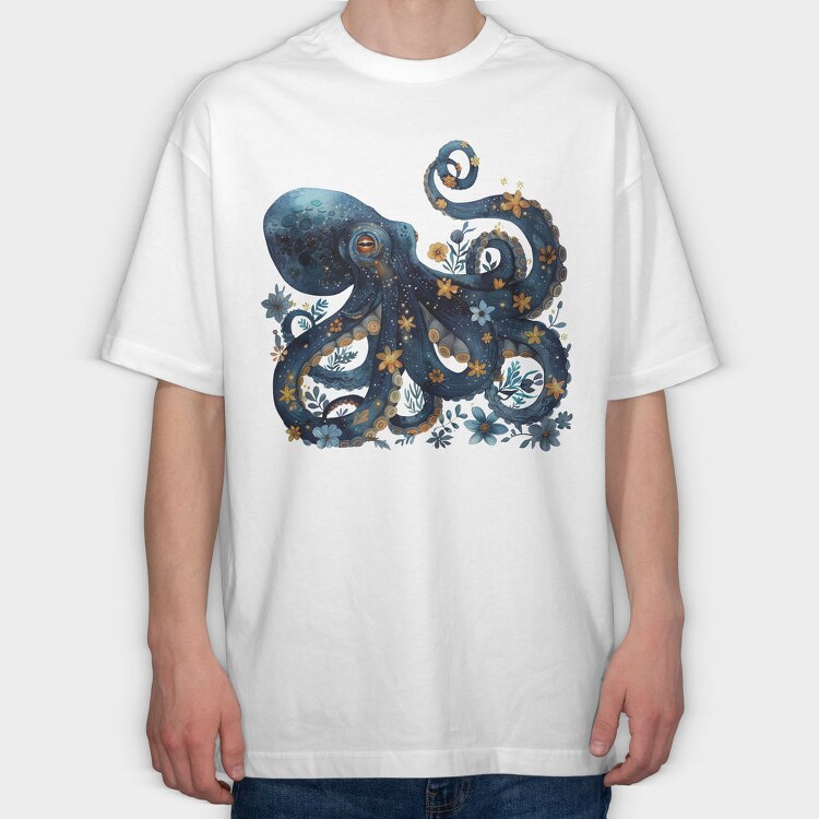 Octopus Floral Dreams, Tricou Oversize Barbati (Unisex)