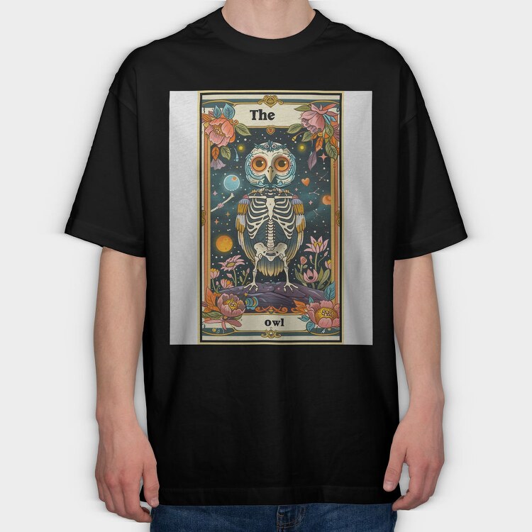 Owl Skeleton Tarot, Tricou Oversize Barbati (Unisex)