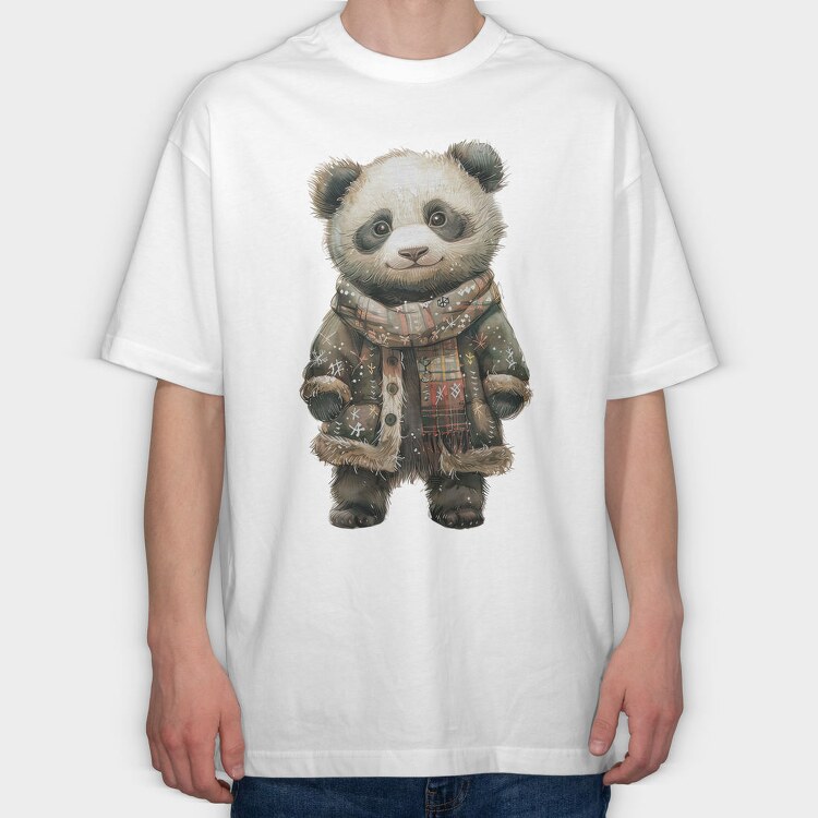Panda Christmas Jacket, Tricou Oversize Barbati (Unisex)