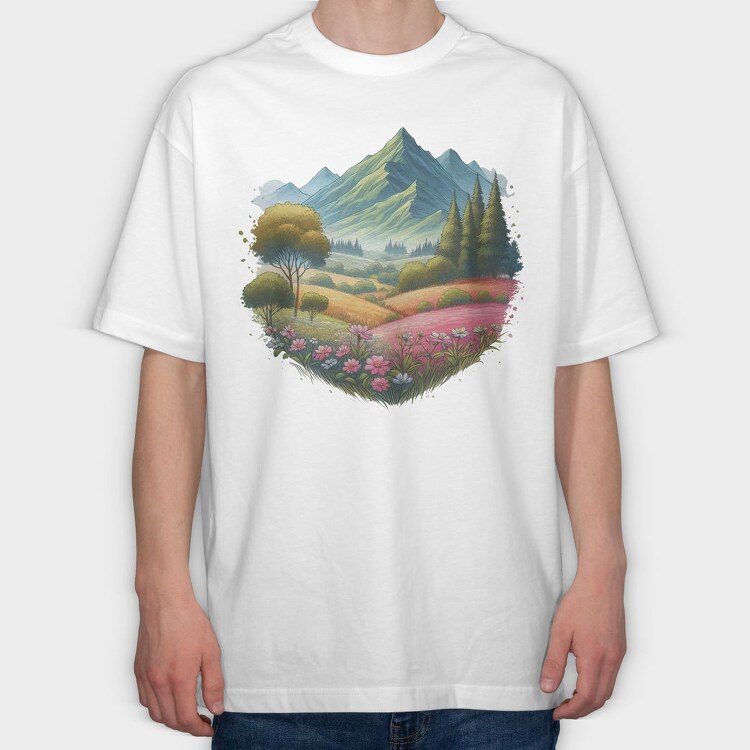 Peace Mountain Flora, Tricou Oversize Barbati (Unisex)