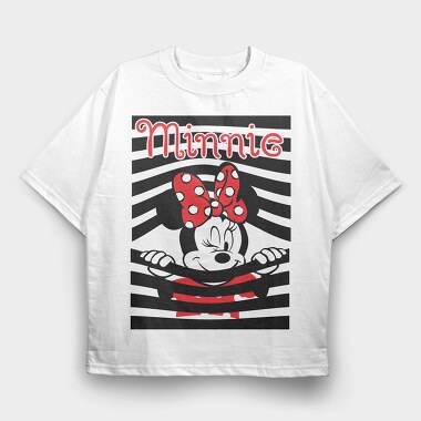 Minnie Mouse Stripes, Tricou Oversize Barbati (Unisex)