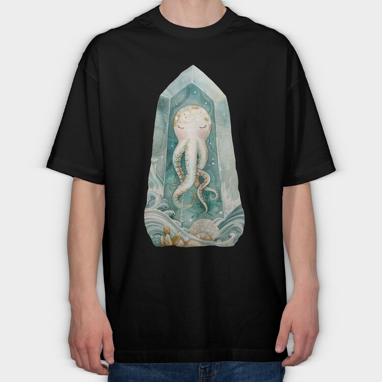 Octopus In Crystal, Tricou Oversize Barbati (Unisex)