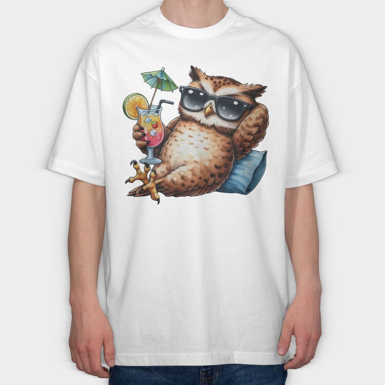 Owl Sunglasses Cocktail, Tricou Oversize Barbati (Unisex)