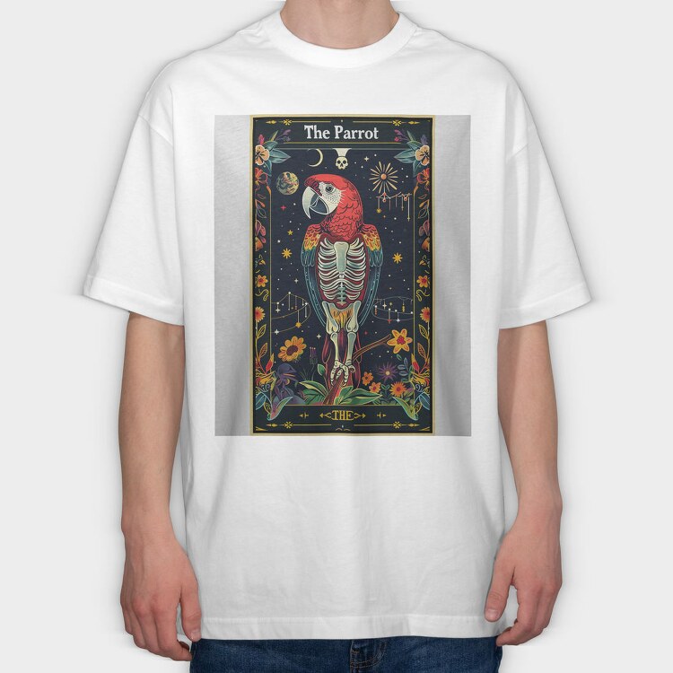 Parrot Skeleton Tarot, Tricou Oversize Barbati (Unisex)