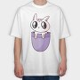 Pocket Cute Cat, Tricou Oversize Barbati (Unisex)