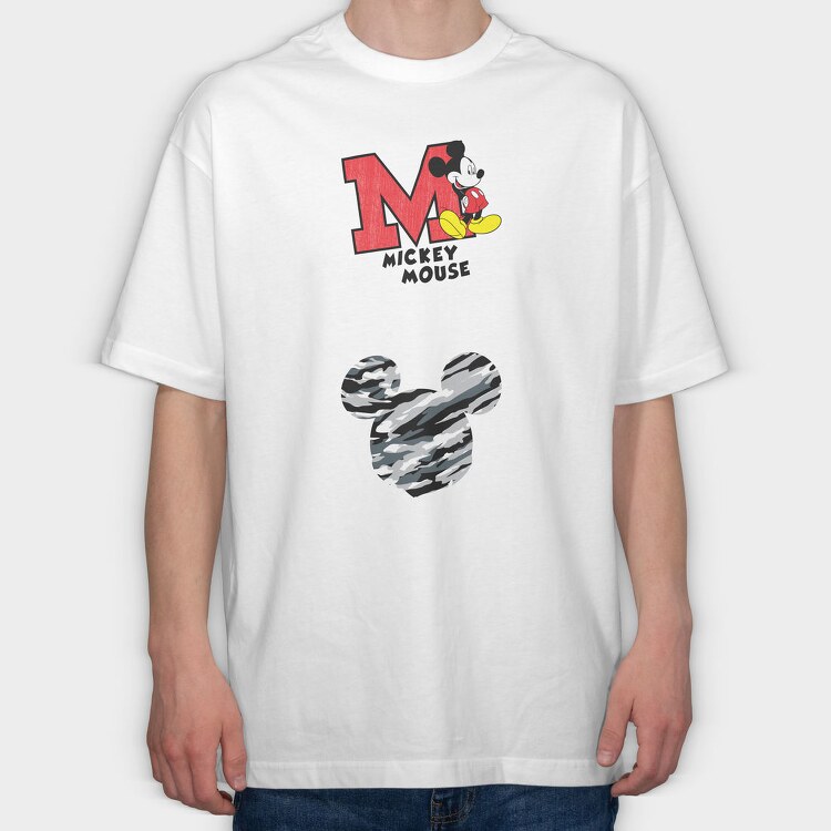 Mickey Camo Mouse, Tricou Oversize Barbati (Unisex)