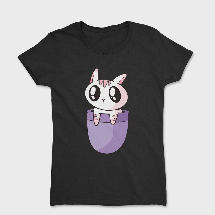 Pocket Cute Cat, Tricou Femei
