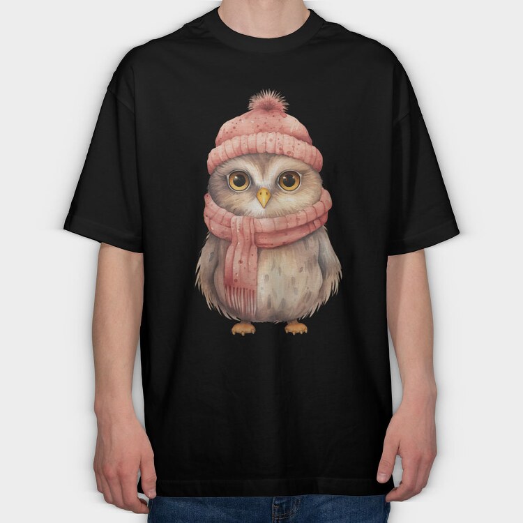 Owl Winter Hat Scarf, Tricou Oversize Barbati (Unisex)