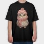 Owl Winter Hat Scarf, Tricou Oversize Barbati (Unisex)