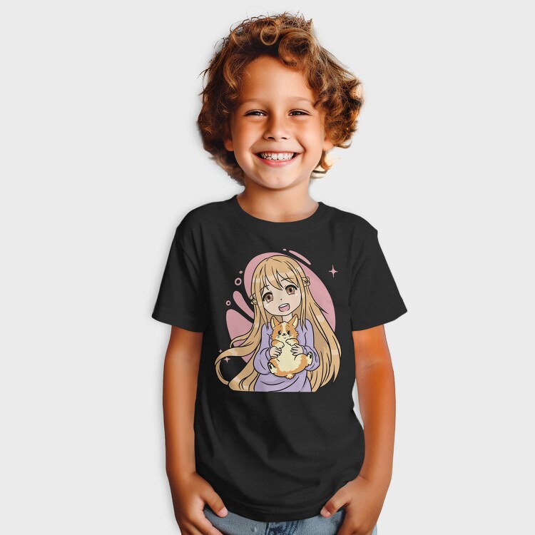 Kawaii Girl Corgi, Tricou Copii