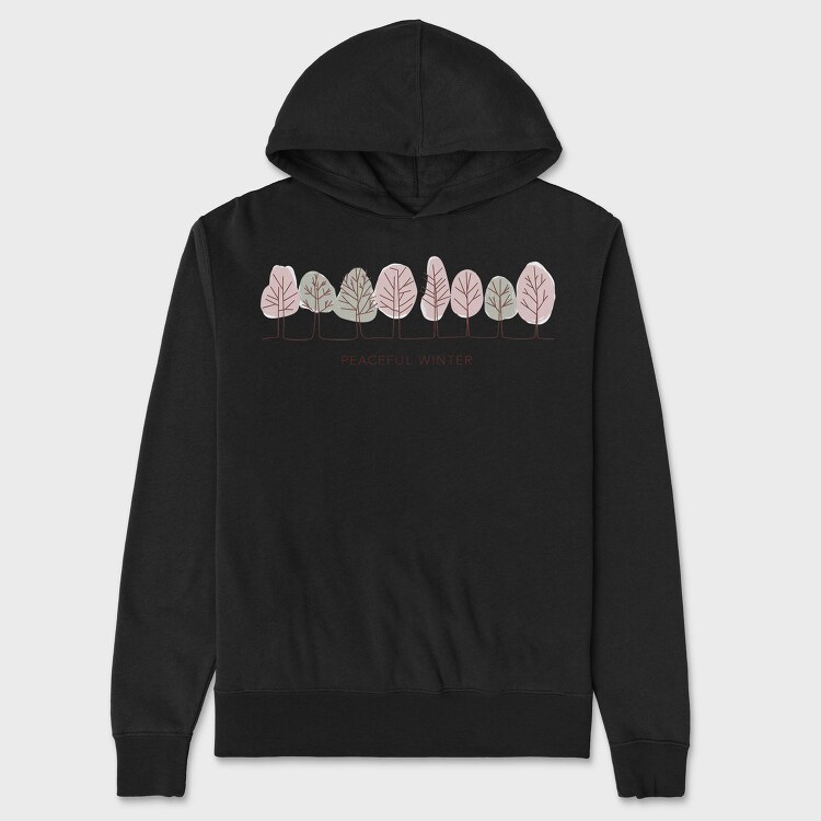 Peaceful Winter Trees, Hanorac Oversize Barbati (Unisex)