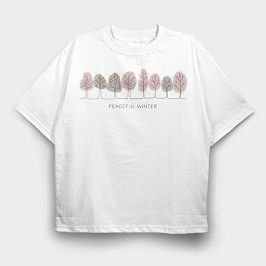 Peaceful Winter Trees, Tricou Oversize Barbati (Unisex)