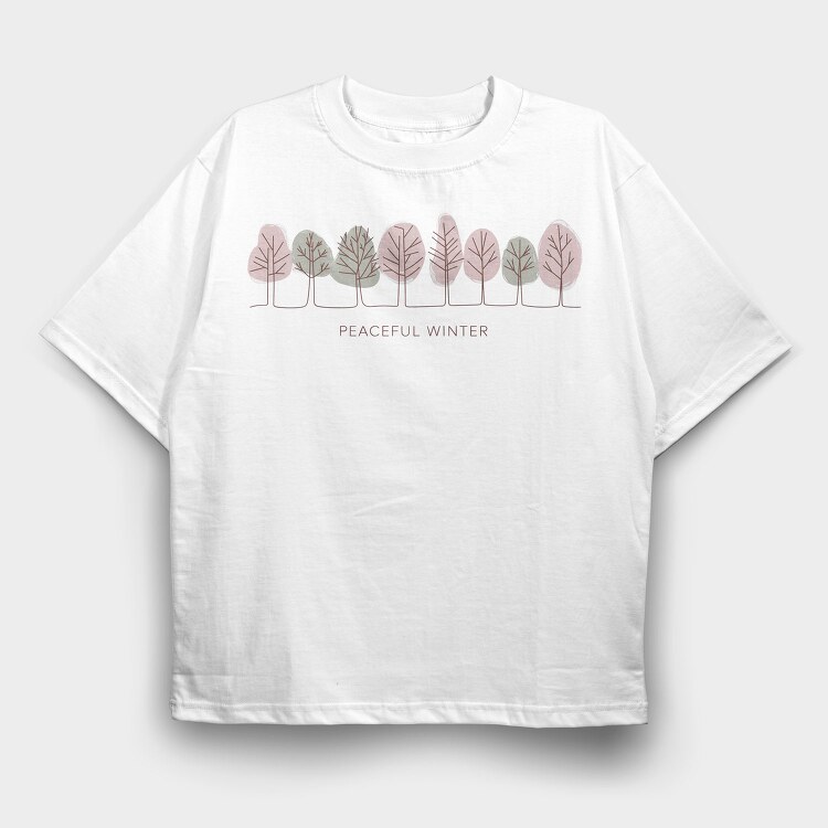 Peaceful Winter Trees, Tricou Oversize Barbati (Unisex)